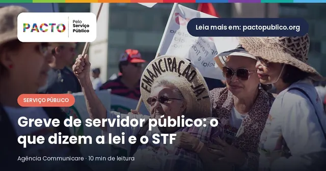 Mulheres com chapéus de palha seguram faixas e bandeiras em manifestação de rua durante greve de servidores públicos
