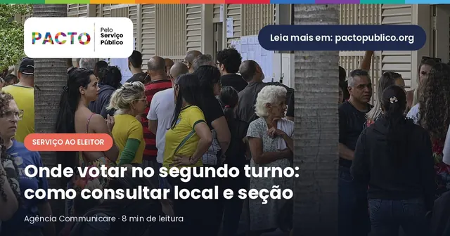 Eleitores em fila na área externa de um local de votação, sob árvores, no primeiro turno de 2026.