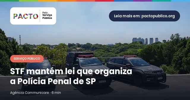 Três viaturas da Polícia Penal de São Paulo estacionadas lado a lado, com sinalização luminosa no teto